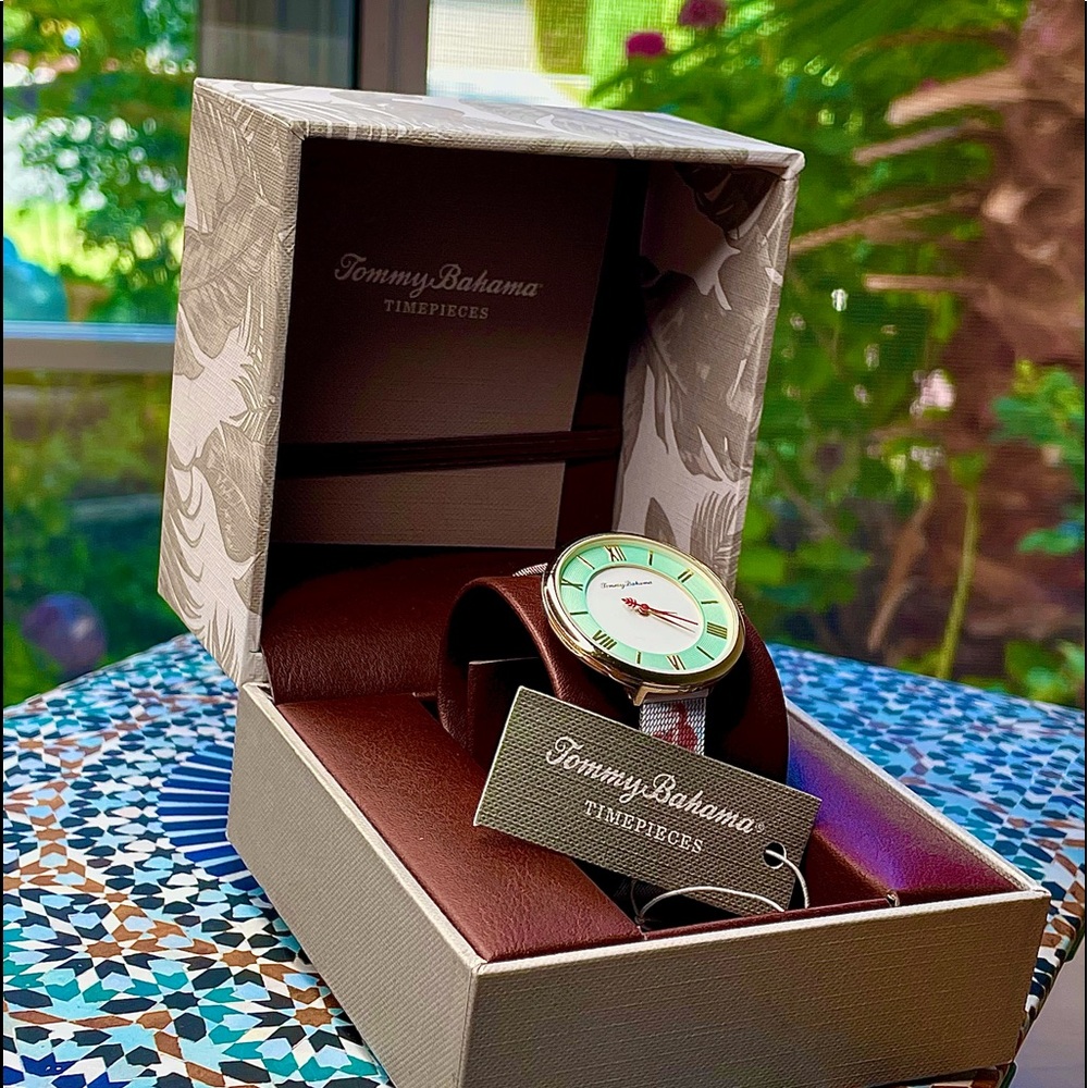 Tommy Bahama Pink Flamingo Mesh Bracelet Watch